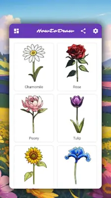 How to draw flowers by steps android App screenshot 4